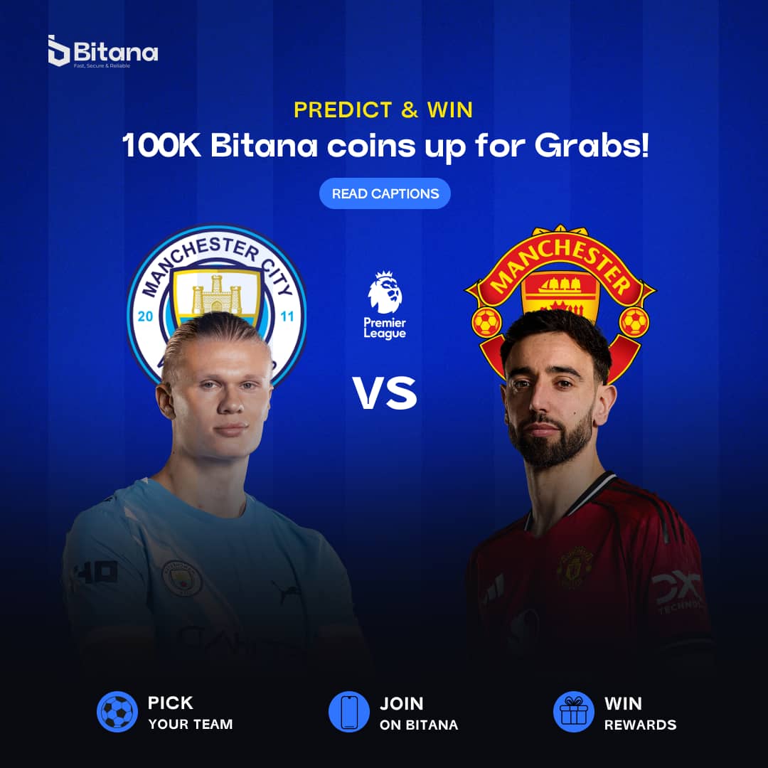 Bitana_official's tweet image. ⚽ Manchester City vs Manchester United | 14 Sept | 4:30PM
Think you know who’s winning? 👀 Predict in the comments before kick-off!

To qualify:
✅ Download the Bitana App
✅ Follow us here
✅ Drop your Bitana ID in DM after the match