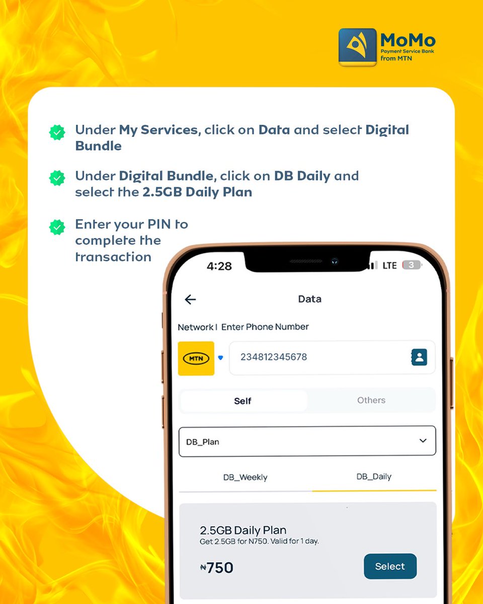 MoMo_PSB's tweet image. 2.5GB for ₦750… plus 2% cashback? In this economy? 🤯
That’s more than enough reason to lock in with MoMo! 

Don’t wait till your data runs out. 
Download the MoMo App or dial *671*2# to get this offer.

#MoMoBetterThanCash 
#DataDeal 
#MoMoCashback