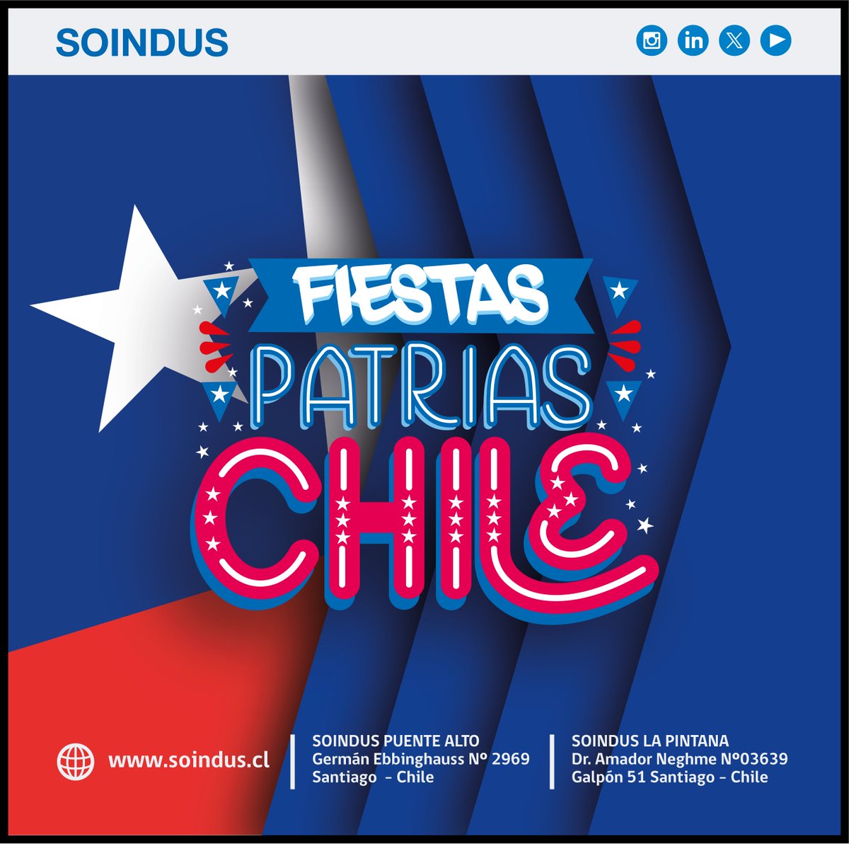 Estimados clientes, informamos que debido a la conmemoración de las fiestas patrias, el próximo 17 de septiembre no se realizarán despachos. La atención al público estará disponible únicamente en la casa matriz hasta las 11:00 a. m. Agradecemos su comprensión.