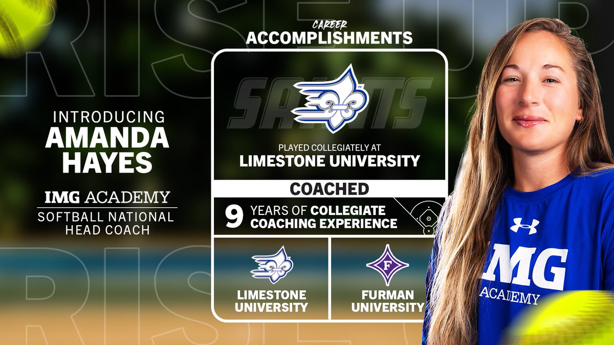 Welcome to the squad, Coach Hayes! 🥎

Amanda Hayes joins IMG Academy Softball as our new National Head Coach, bringing D1 coaching experience, a passion for development, and a drive to help athletes win their future.