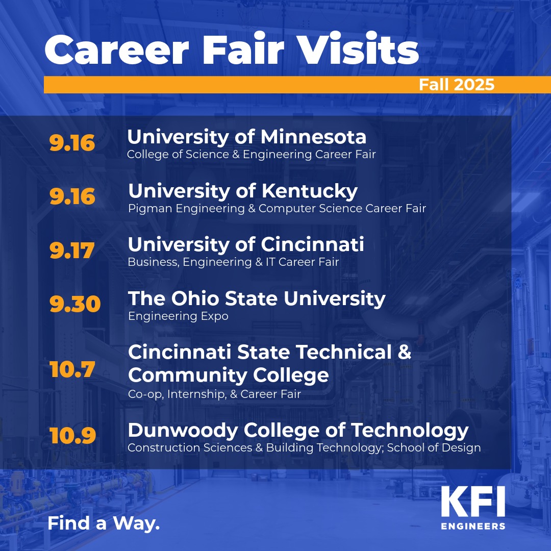 It’s that time of the year – we’re headed back to school for fall career fairs.
Stop by to explore opportunities and discover the impact you could have as part of our team. We look forward to seeing you there! 

#KFIEngineers #FindaWay