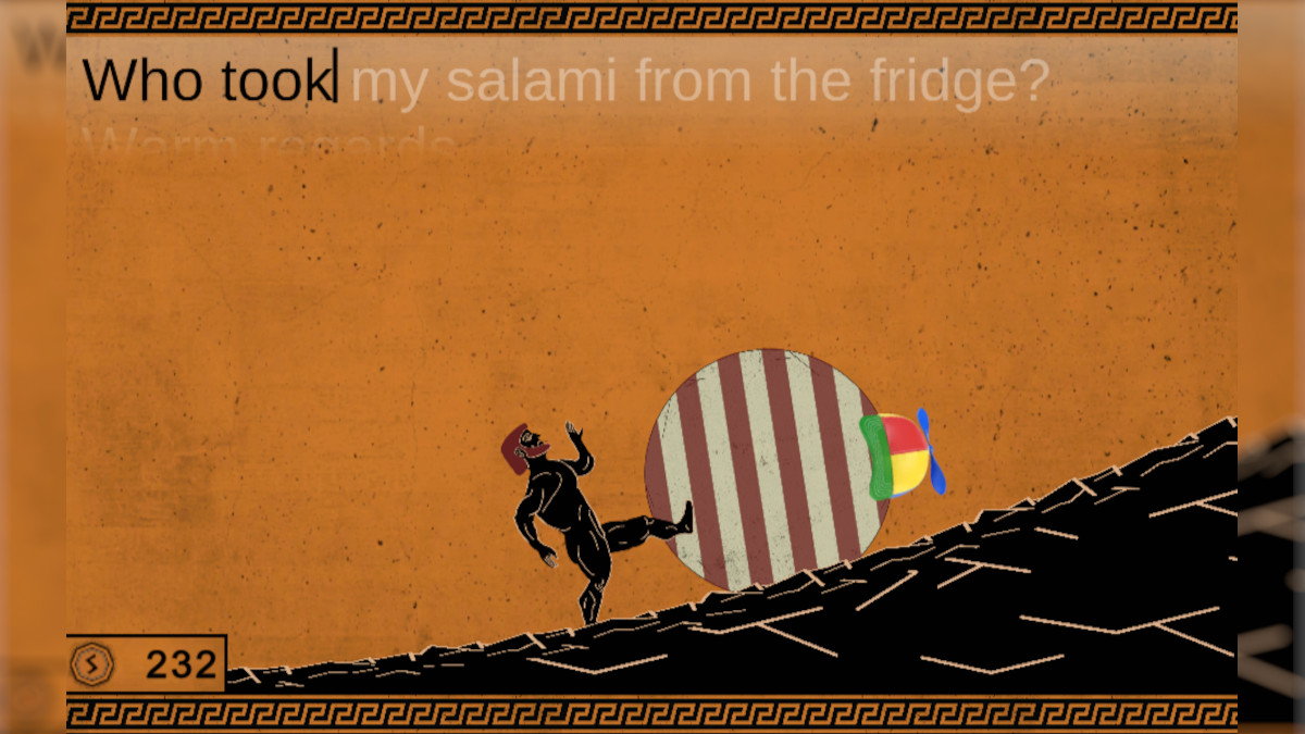 You've heard the story of Sisyphus, right? The eternal, uphill rock-pushing saga?

Imagine that, but your typing skills are the thing that get the rock up the hill. That's Mondays by <a href="/NotAlexRobins/">Alex Robins</a> and <a href="/maxhgrobins/">𝚖𝚊𝚡 𝚛𝚘𝚋𝚒𝚗𝚜</a>, and it's utterly brilliant. 

Full article in the comments!⬇️