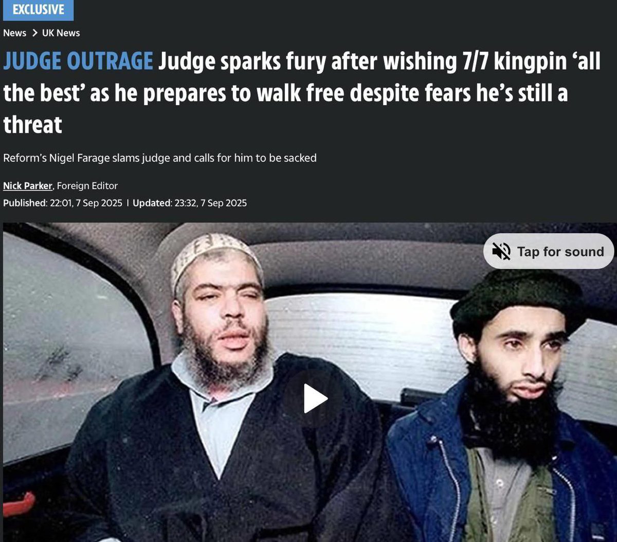 🔴 🇬🇧 Royaume-Uni : Haroon Aswat, terroriste lié à Ben Laden, formé au Pakistan, reconnu coupable d’avoir placé et fait exploser 7 bombes dans des bus londoniens en 2005, avait été condamné à perpétuité.

Aujourd’hui, il est libre.
La nouvelle ministre de l’Intérieur a ordonné sa