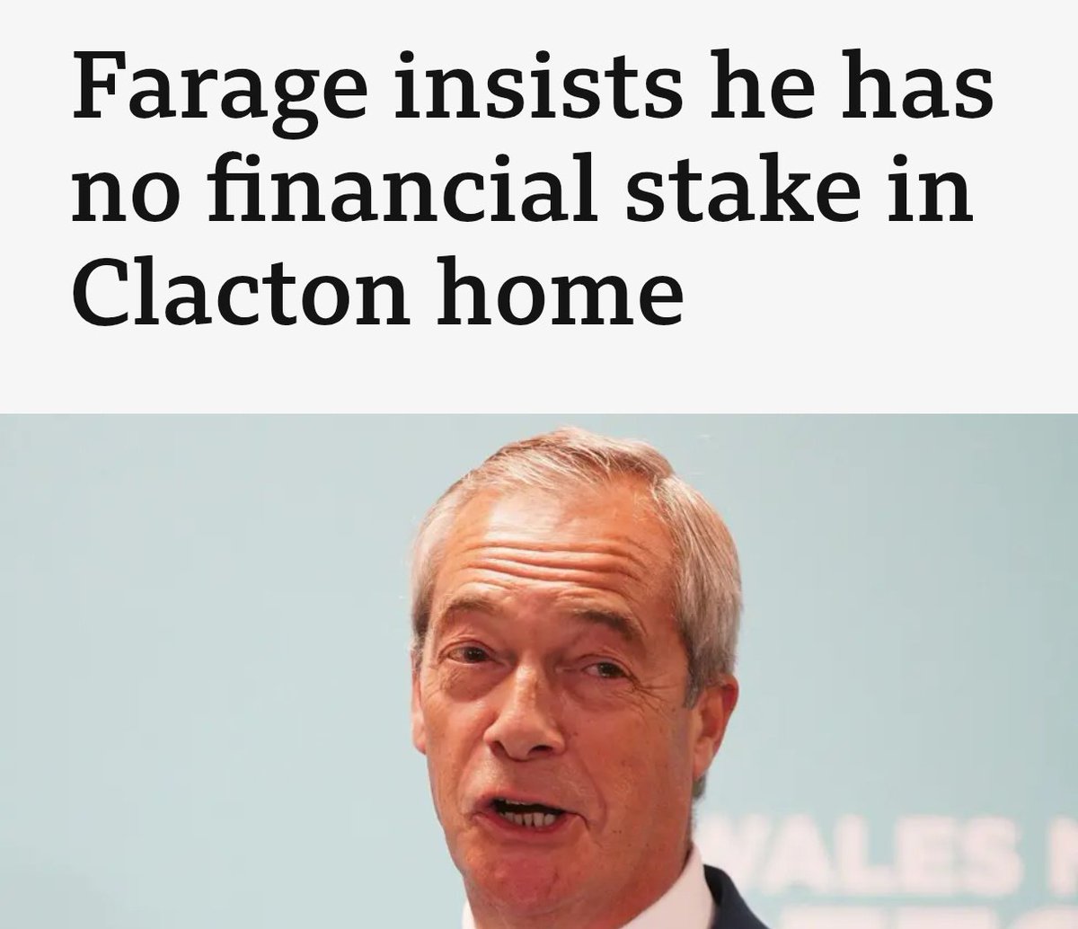 Left: Farage says live on TV that he has bought a house in Clacton (clearly, and several times) 

Right: Farage insists he never bought a house in Clacton