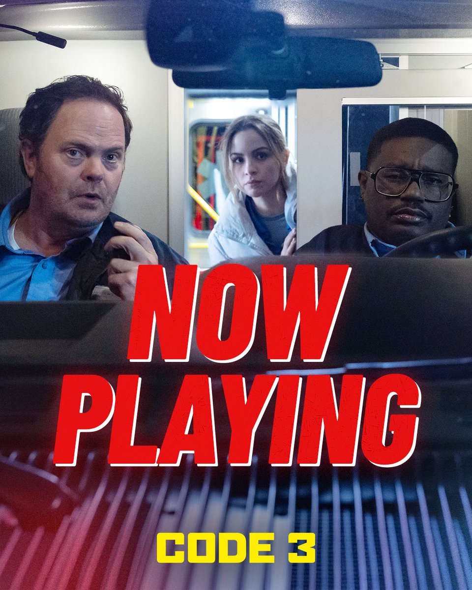 🚑 Chaos is coming. #Code3Movie starring Rainn Wilson, Lil Rel Howery, and Aimee Carrero is now playing only in theaters. Get tickets now: code3movie.com/buy-tickets