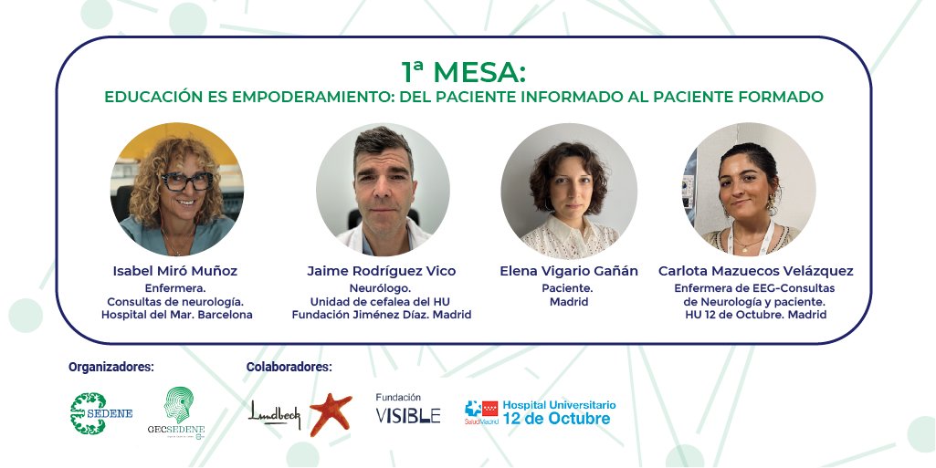 LundbeckES's tweet photo. ¿Por qué decimos que la educación en salud es empoderamiento para el paciente? Lo hablamos en #MigraConectados con:
🗣️ Isabel Miró. Enfermera
🗣️ Jaime Rodríguez. Neurólogo
🗣️ Elena Vigario. Paciente
🗣️ Carlota Mazuecos. Enfermera
En directo 🎥 https://t.co/znhxe1rXvs https://t.co/JTdrdAoEg5