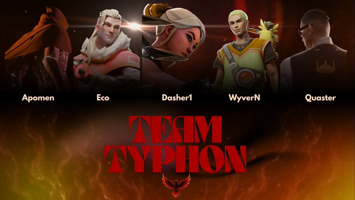 Team Typhon HAWK ekibini duyurmaktan gurur duyuyoruz.

Osman “Apomen” Küçük
A.Ethem “WyverN” Gümüşkemer
Talha "Dasher1" Şen
Murathan “Eco” Arıca
Baran “quaster”

HC: İbrahim “Meru” Tapan
M: Devrim Yağız “Qiawox” Kızılçay

Hoş geldiniz! 💛❤️