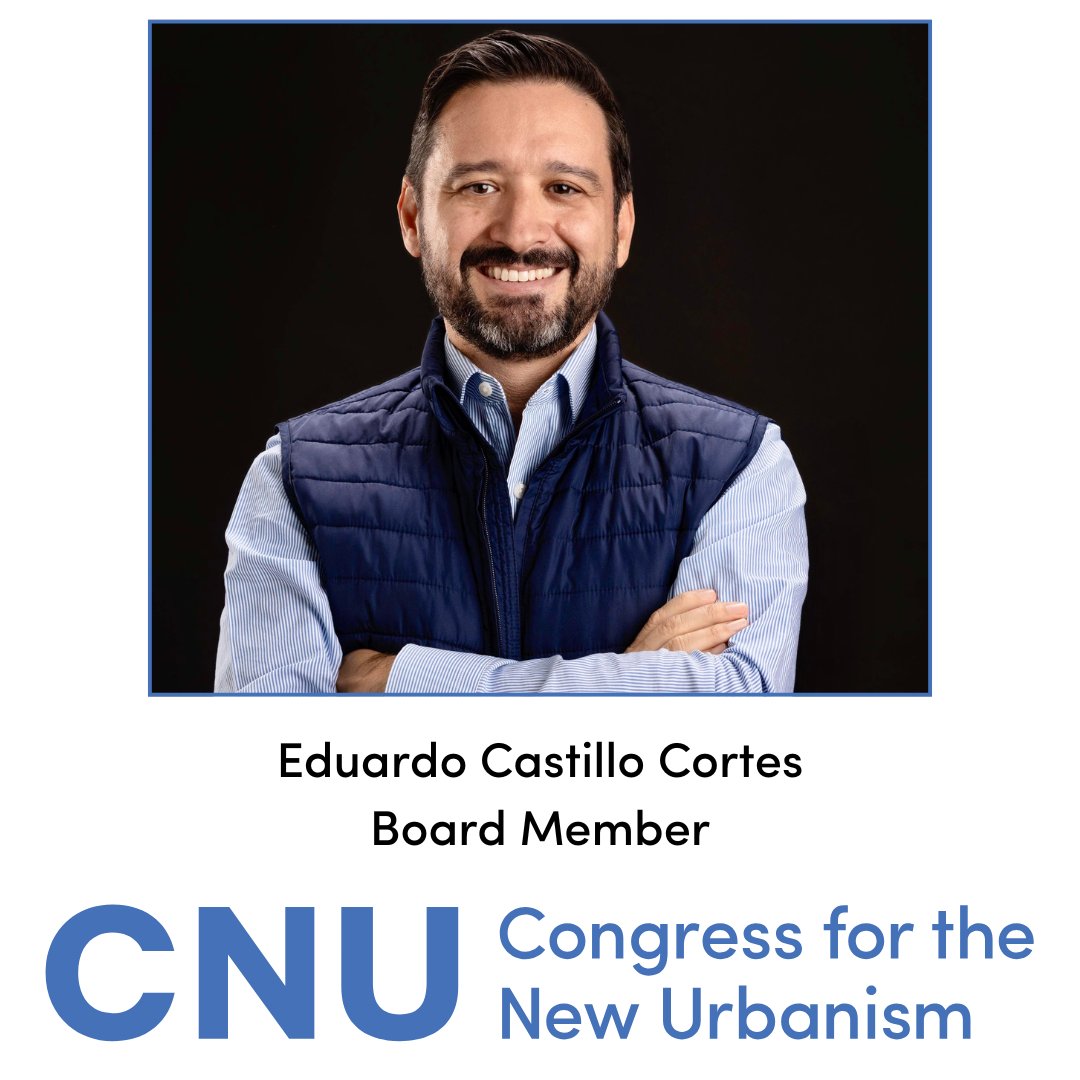 NewUrbanism's tweet photo. Meet CNU Board member Eduardo Castillo Cortés, founder of Castillo Arquitectos, graduate of @SCADARCH, and champion for walkable urbanism and sustainable design! #NewUrbanism #CNU https://t.co/TGliFIxKBB https://t.co/AECVxTjTXS