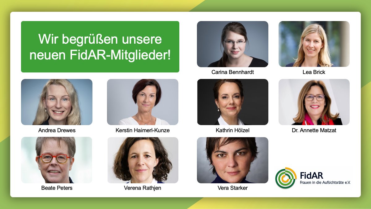 Herzlich willkommen bei FidAR! Wir begrüßen unsere neuen Mitglieder. Starke Frauen und Männer für ein starkes Netzwerk!
Wenn auch Sie unsere Arbeit für #Gleichstellung und #FraueninFührung unterstützen und von unserem #Netzwerk profitieren wollen: fidar.de/mitgliederbere…