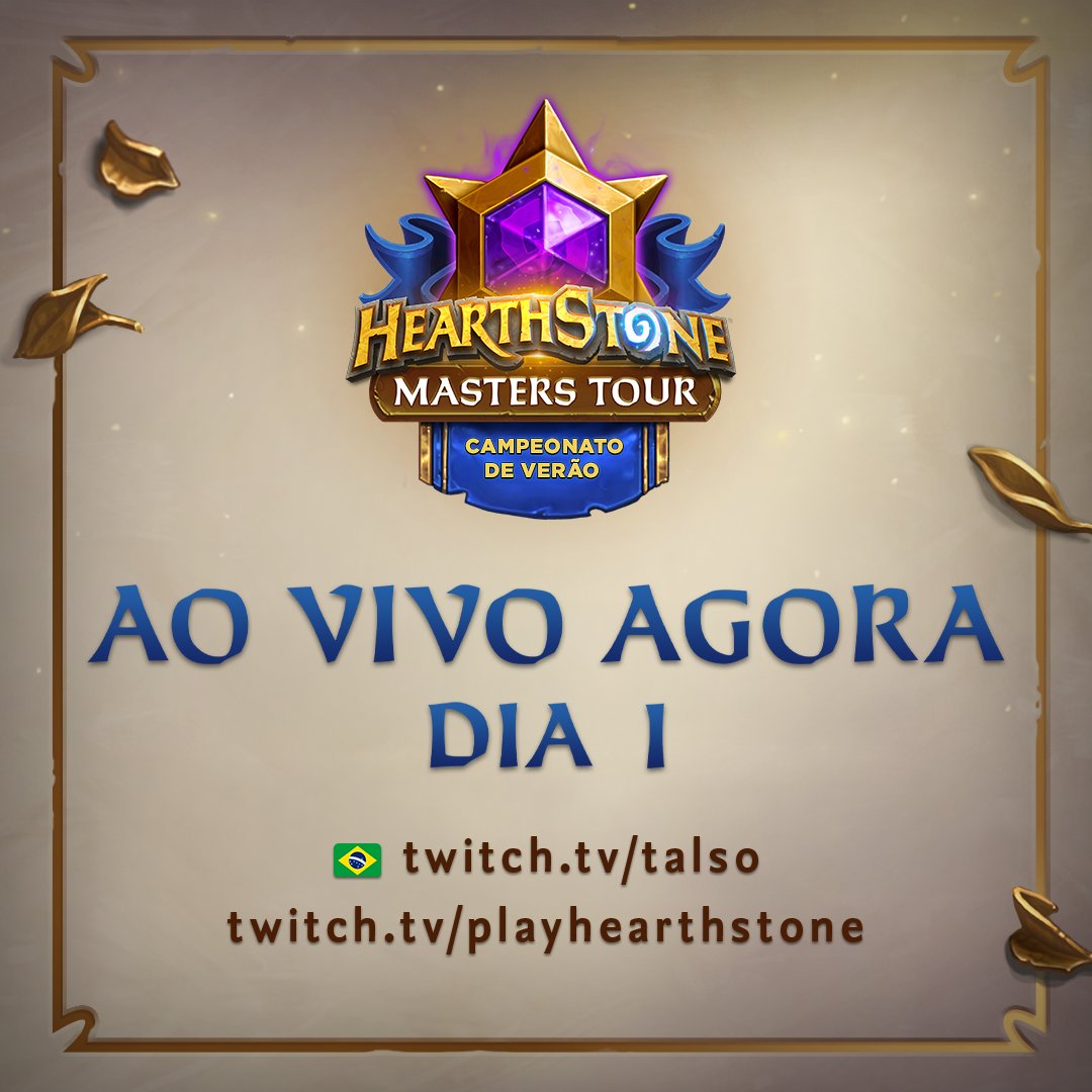 O primeiro dia da #MastersTour Campeonato de Verão começa agora! 🏆

Acompanhe toda a ação e ganhe Drops na Twitch na transmissão brasileira, com <a href="/talso/">Talso</a>, em twitch.tv/talso ou na transmissão global em twitch.tv/playhearthstone