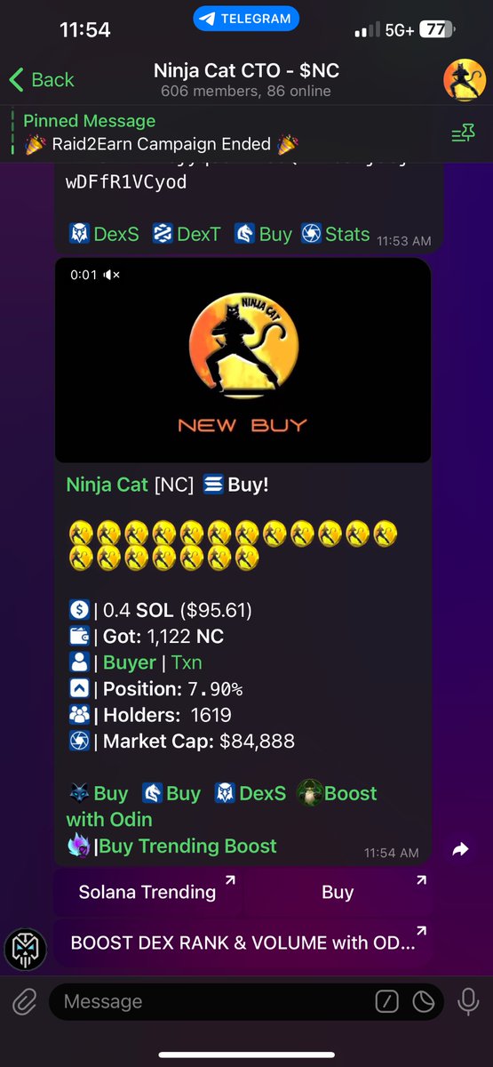 Massive thank you to everyone who has supported the Twitch stream! 
Because of your support, we were able to make our first Ninja Cat buy directly from the revenue generated by streaming.
This buy does three powerful things:
•Secures supply 
•Contributes to the marketing wallet