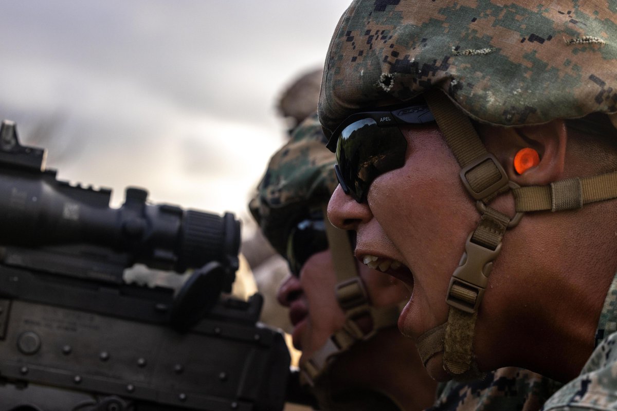 USMC's tweet image. #Marines with III Marine Expeditionary Force Support Battalion (MSB), @IIIMEF, take part in a live-fire machine gun range at Camp Hansen, Okinawa, Japan.

The range served to maintain III MSB’s proficiency in employing crew-served weapons.

#USMC #SemperFi #Training