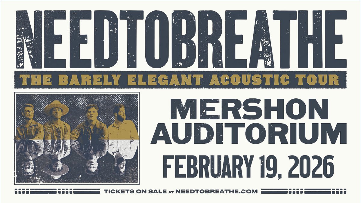 The Schott (@theschott) on Twitter photo JUST ANNOUNCED: <a href="/NEEDTOBREATHE/">NEEDTOBREATHE</a> brings The Barely Elegant Acoustic Tour to <a href="/MershonAud/">Mershon Auditorium</a> on February 19th. Tickets go on sale Friday, September 19th at 10AM via Ticketmaster. JUST ANNOUNCED: <a href="/NEEDTOBREATHE/">NEEDTOBREATHE</a> brings The Barely Elegant Acoustic Tour to <a href="/MershonAud/">Mershon Auditorium</a> on February 19th. Tickets go on sale Friday, September 19th at 10AM via Ticketmaster.