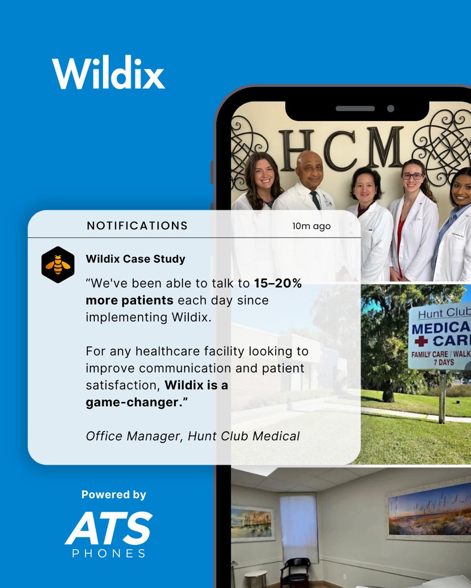 Wildix (@wildix_) on Twitter photo Hunt Club Medical increased patient-conversations by 15–20% daily after adopting Wildix #UCaaS.
📈 More appointments booked
😌 Less frustration for staff
🤍 More human patient experience
<a href="/ATSphones/">ATS Phones</a>
#Wildix #WinWithWildix Hunt Club Medical increased patient-conversations by 15–20% daily after adopting Wildix #UCaaS.
📈 More appointments booked
😌 Less frustration for staff
🤍 More human patient experience
<a href="/ATSphones/">ATS Phones</a>
#Wildix #WinWithWildix