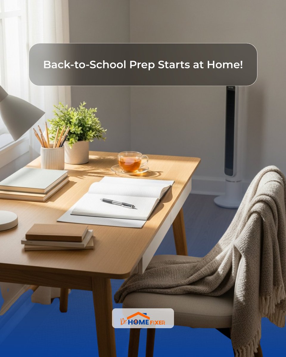 drhomefixer's tweet image. Getting your home school-ready?
Fix those noisy fans, check lighting in study areas, and make sure everything is safe.
Quick fixes for a better learning space.
#BackToSchool  #HomeRoutine