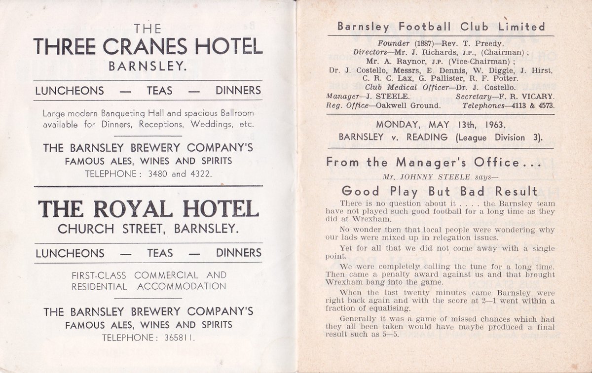HertsRoyal's tweet image. This pocket sized #barnsleyfc v #readingfc is only 11 days younger than me, 1-0 defeat at the end of a season where we played 6 games (including 5 away) between 4-18 May and avoided relegation on goal average (sending Bradford PA down) @TheTilehurstEnd @cribsie @STARReading