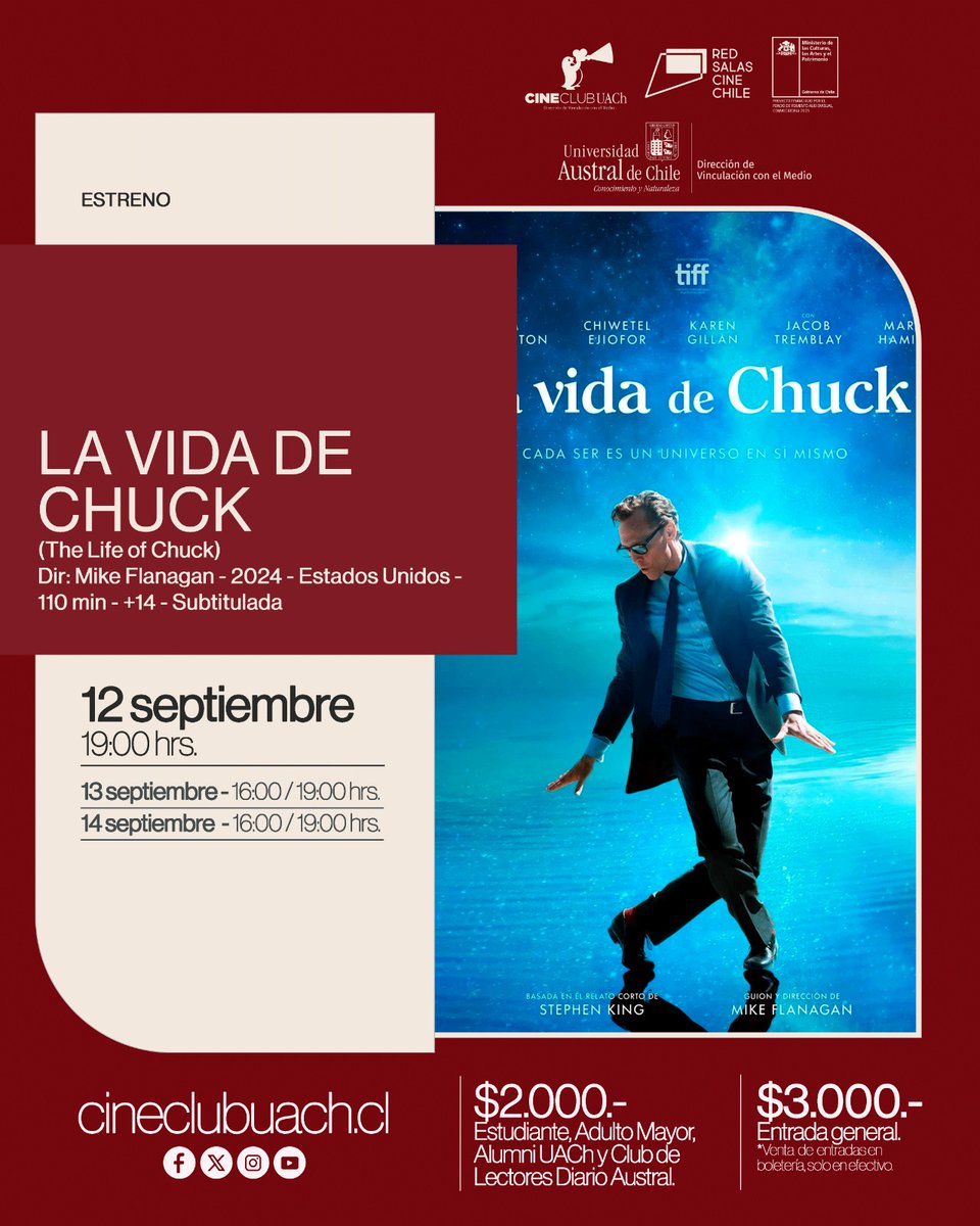 “La vida de Chuck” se estrena en el Cine Club UACh - mailchi.mp/a9356ddfd64e/l…
