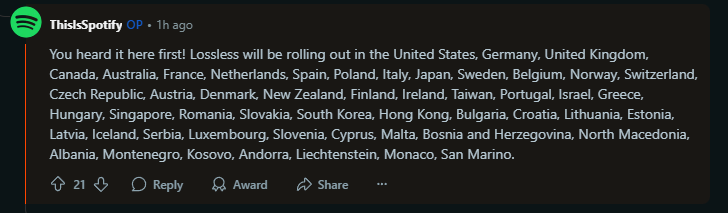Lástima que <a href="/Spotify/">Spotify</a> se olvidó de Latinoamérica para empezar a introducir la reproducción lossless :-\