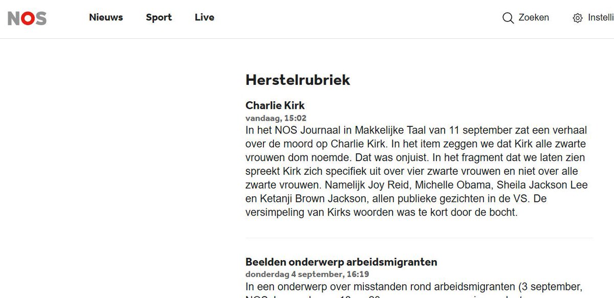 Inmiddels heeft de <a href="/NOS/">NOS</a> een rectificatie geplaatst maar helaas niet actief verspreid op media. Dat ziet dus niemand.