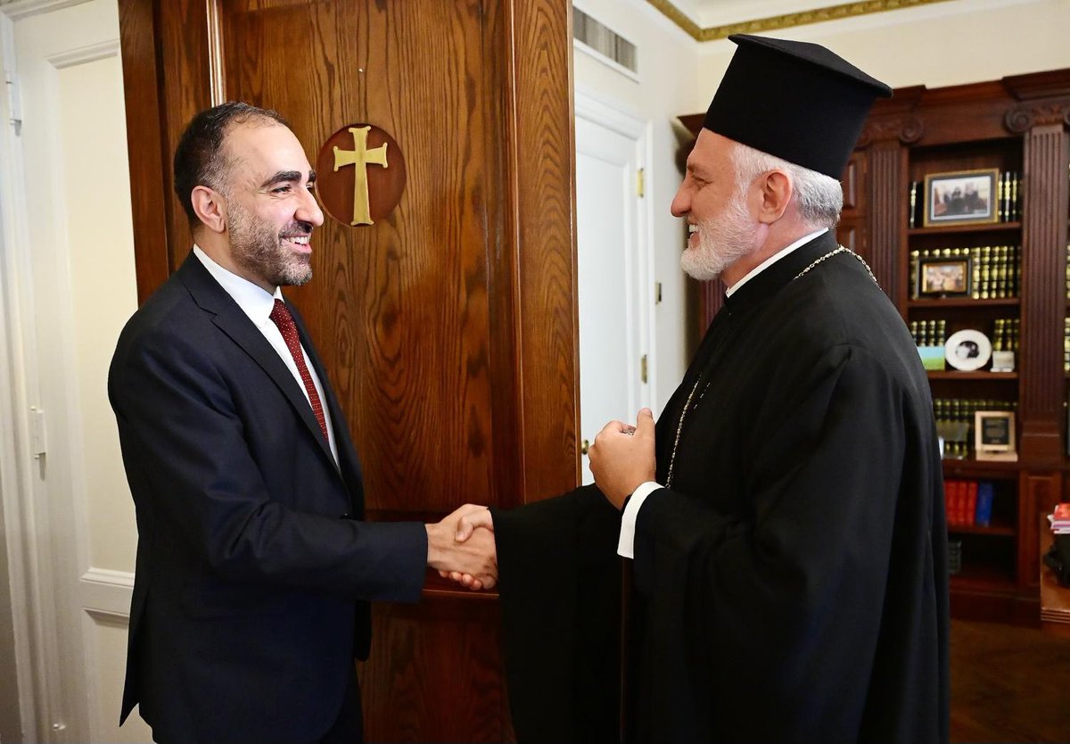 On September 9, His Eminence Archbishop Elpidophoros of America warmly welcomed the new Consul General of the Republic of Cyprus in New York, Mr. Kyriakos Pogiatzis, on the occasion of his assumption of duties.

📸 Orthodox Observer/Dimitrios Panagos 

goarch.org/news/affiliate…