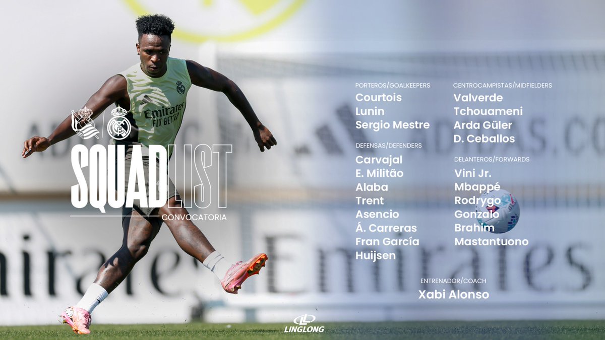 📋✅ Our squad for the match!  
🆚 <a href="/RealSociedadEN/">Real Sociedad 🇺🇸 🇬🇧</a>