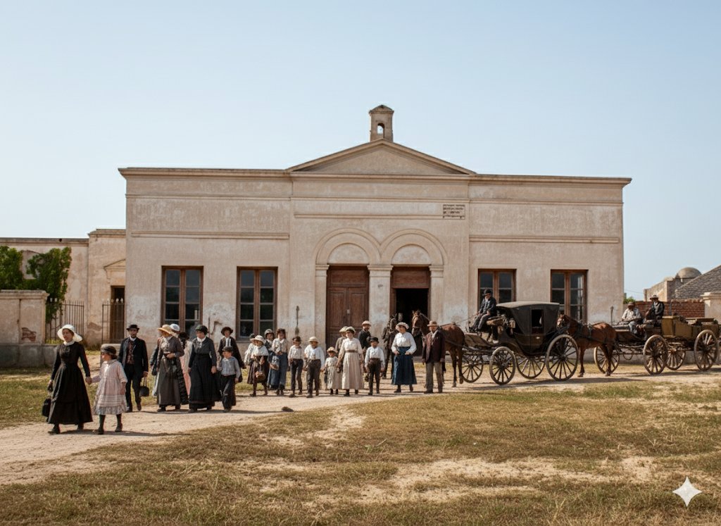 La primera escuela construida en #bahiablanca. Sarmiento 64, a fines del siglo XIX, donde hoy se ubica la sede del Colegio de Abogados.