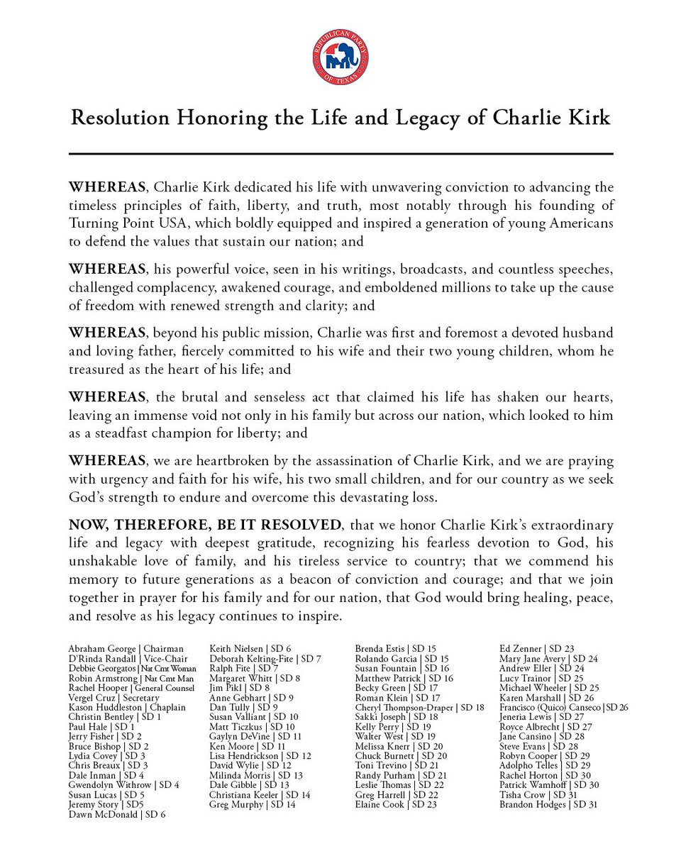 Resolution Honoring the Life and Legacy of Charlie Kirk