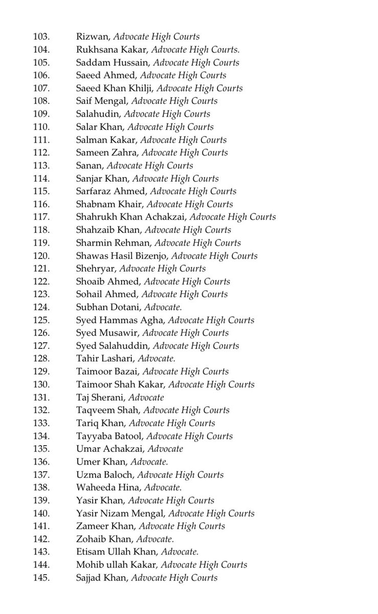🚨🚨#BREAKING: Near 150 lawyers from #Balochistan lawyers from Balochistan strongly condemn the recent remarks made by Islamabad High Court Chief Justice, Justice Sarfraz Dogar, targeting Advocate Imaan Mazari. Imaan Mazari is a highly respected lawyer and a committed human
