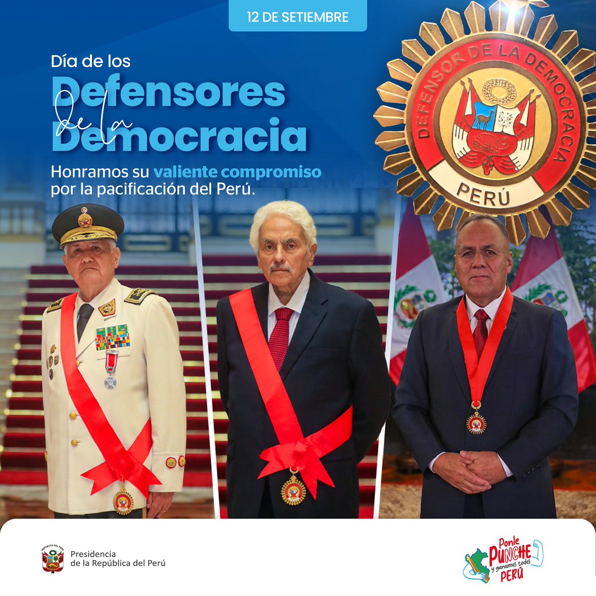 En el Día de los Defensores de la Democracia reconocemos la labor de los héroes que enfrentaron y derrotaron la amenaza terrorista en el Perú, demostrando que los peruanos somos más fuertes cuando trabajamos unidos. #PonlePunchePerú 💪