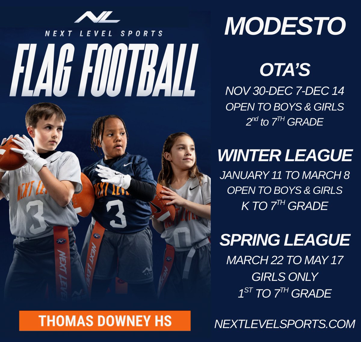 Most levels of our Winter league will sell out by Halloween.  
Sign up soon!
OTA’s and Girls’ League are new, come and join us!
nextlevelsports.com/Default.aspx?t…