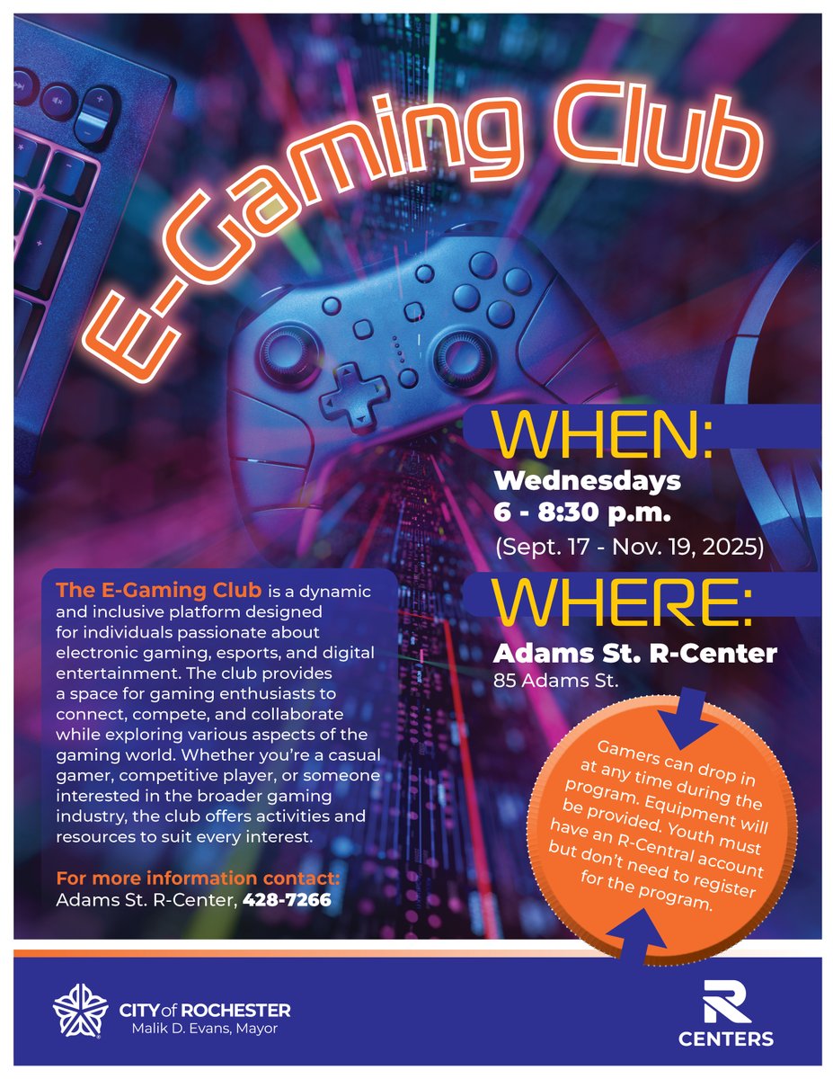 🎮 Ready to level up? Join the E-Gaming Club! Drop in anytime, we’ve got all the gear you need! So just bring your skills and get ready to dominate. Let’s game! 🔥

#DRHS #EGamingClub #GameOn #LevelUp #YouthGaming #DropInPlay