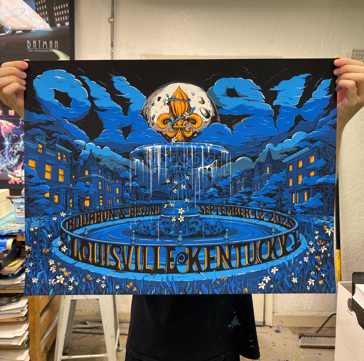 Here's our official Bourbon + Beyond LE poster by Maxwell Powers. Edition of 700, 18"x24" screenprint, signed and numbered. Available at main merch tent at the festival.