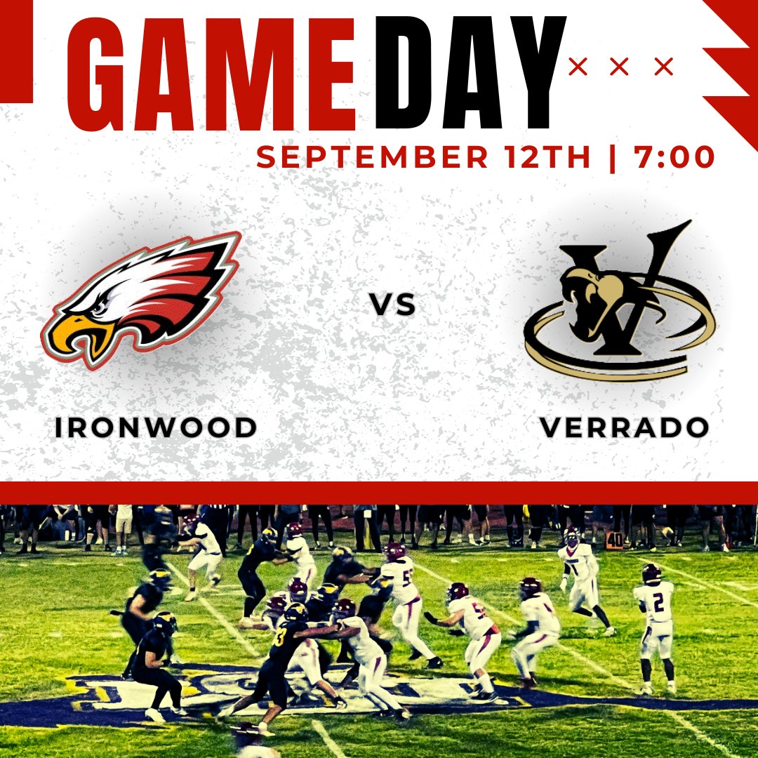 🏈 FRIDAY NIGHT LIGHTS 🏈

FIRST HOME GAME of the season! Eagles vs. Verrado ⚡️

🔥 Eagles: Each play is a new chance — stay locked in, stay hungry, you got this! 🦅💪

Eagle Family, let’s PACK the stands, get LOUD, and bring the energy under the lights!

📍 Ironwood High School