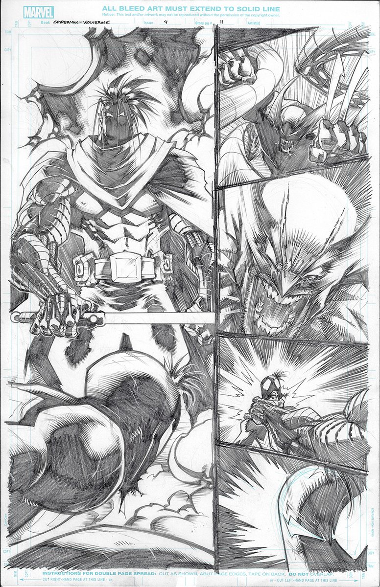 Spiderman &amp; Wolverine #4. Page 11, the original pencils art.    

#originalart #originalartwork #spiderman #wolverine #marvelcomics #pencilart