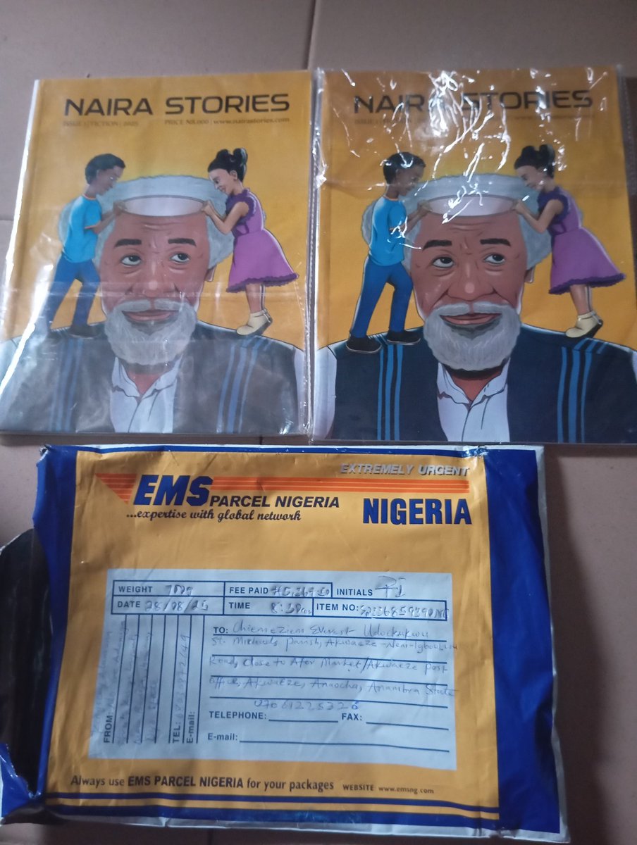 Everdoch's tweet image. I received my contributor's copy of the Naira Stories magazine. The postman was so likeable. Feels surreal to inhale the pristine smell of this book! 😇😇