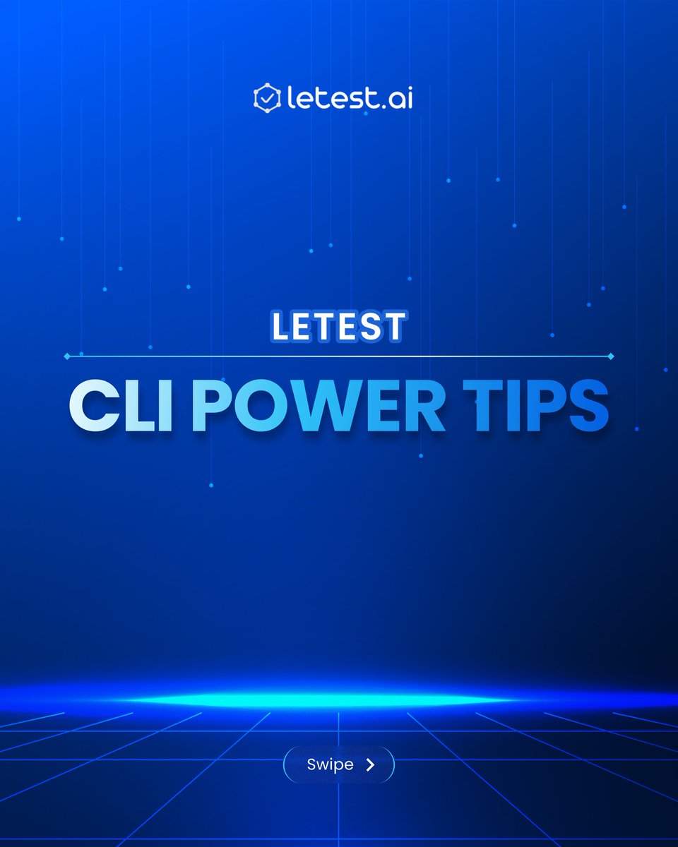 letest_ai's tweet image. 💡 Supercharge your testing workflow with Letest CLI Power Tips!

From running selective tests to debugging smarter, these tricks will save you time and make your automation runs more efficient. 🚀
Swipe through 👉 to discover

#LetestAI #TestingAutomation #CLITips