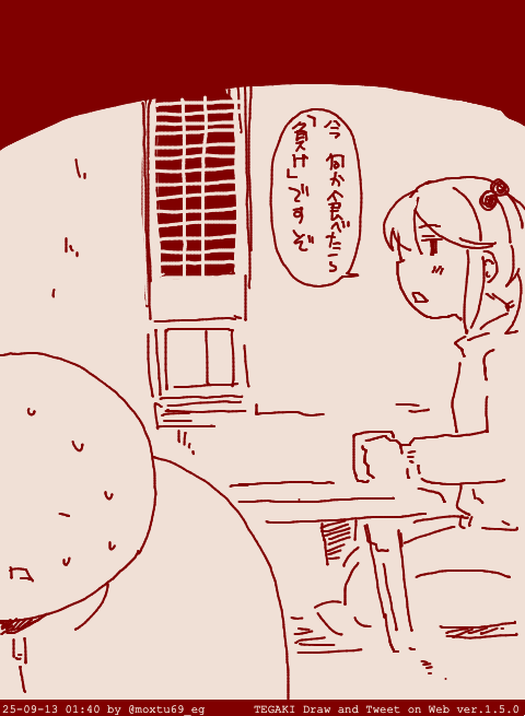 小腹が空いた?もうねなさい! #tegaki_dt 