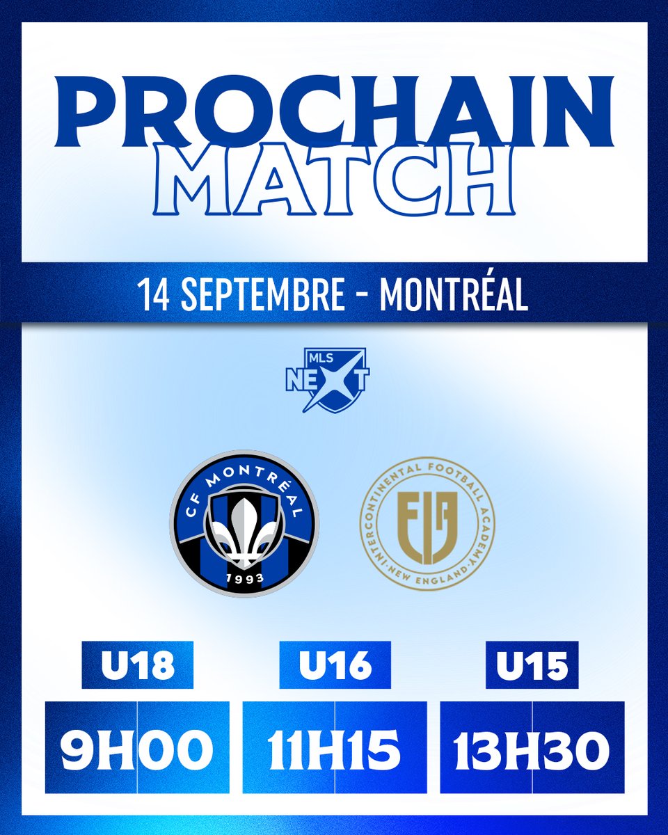 Nos équipes masculines veulent poursuivre leur bon début de saison en <a href="/MLSNEXT/">MLS NEXT</a>.

Let's go boys! 👊

#CFMTL #MLSNEXT