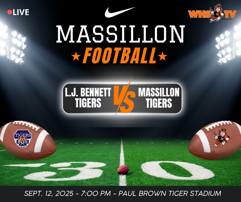 WHS-TV will be broadcasting the Massillon vs. L.J. Bennett game TONIGHT!🏈

Click the link below to purchase a ticket!

massillonschools.org/page/district-…