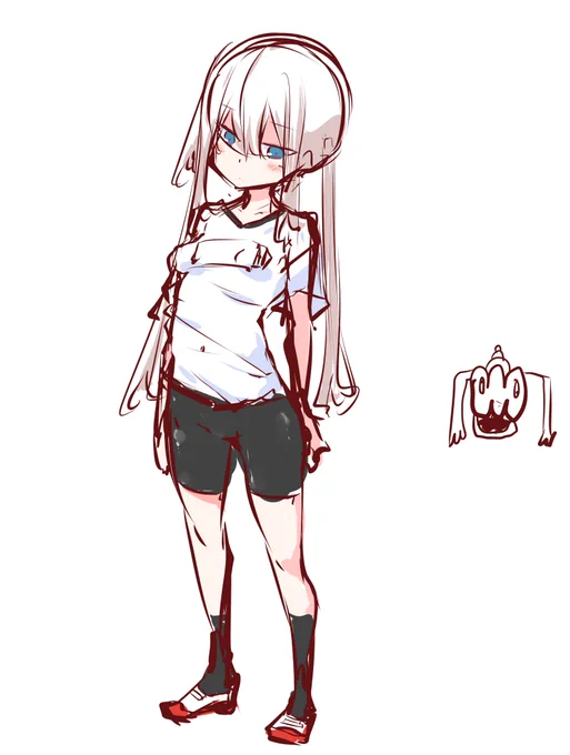 リハビリに全身立ち絵 少しずつお絵描き習慣復活させなきゃ ホントは作中体操着にスパッツで描きたかったけど 体育の授業でそんな恰好は存在しないって調べたら出てきて泣いた 実際のとこどうなんだろうね