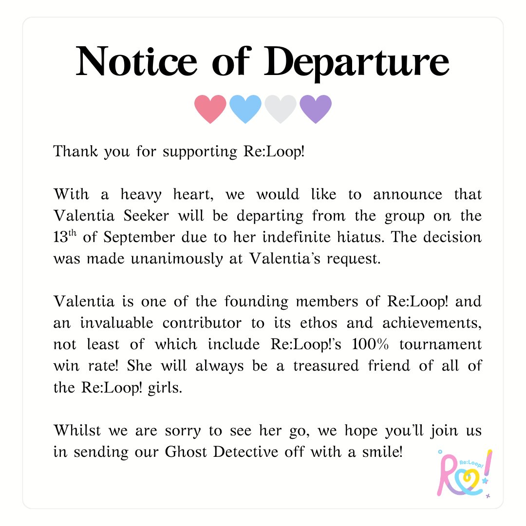 ReLoopVirtual's tweet image. 【 Announcement】
Thank you for your continuing support of Re:Loop!
🩷🩵🤍💜