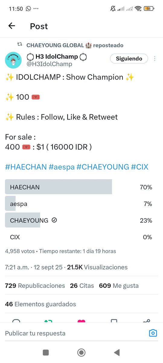 mercuryson98's tweet photo. @H3IdolChamp #CHAEYOUNG https://t.co/fSN0VMYkXv