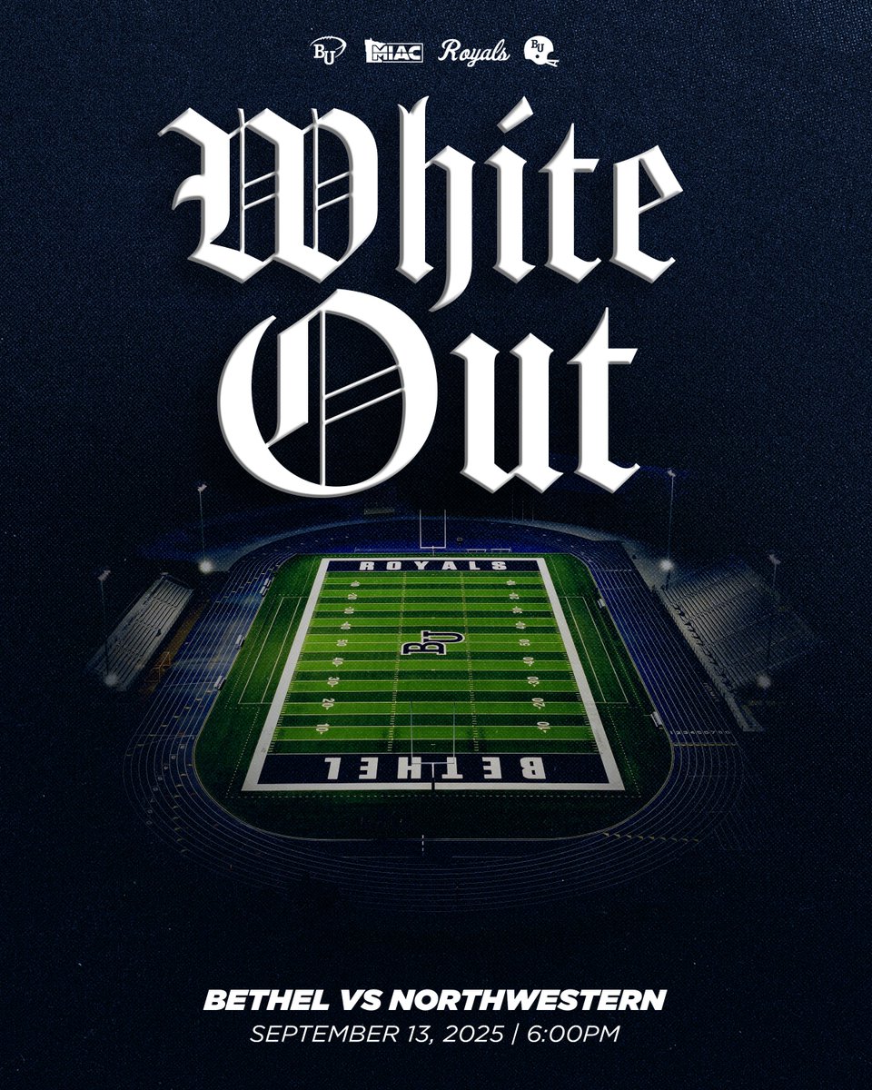 BethelRoyals's tweet image. 𝐖𝐇𝐈𝐓𝐄 𝐎𝐔𝐓

Tomorrow's night game will be a White Out! Lets pack out Royal Stadium in All White under the Lights!

6:00pm Kickoff