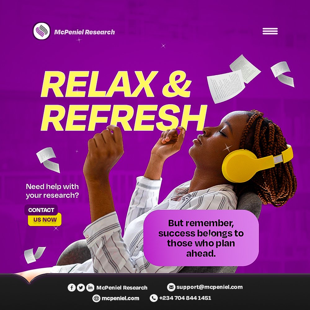 mcp_research's tweet image. Weekends are for relaxing, but success belongs to those who prepare ahead. While you recharge, remember your research goals won’t wait.
Start small today and let McPeniel Research make the journey easier.
DM or Call us on +234 704 844 1451.

#mcr #summer #research #academic