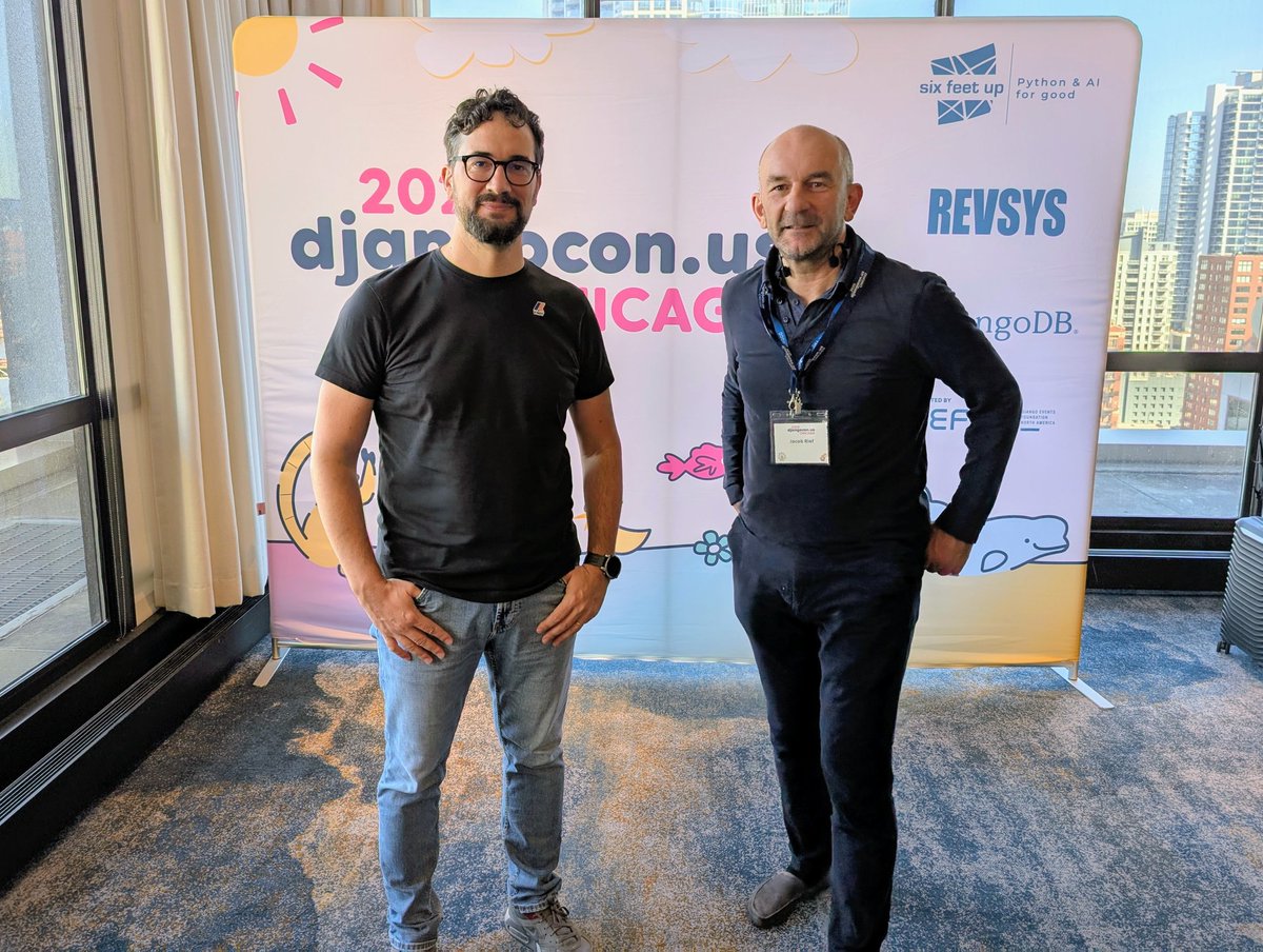 pauloxnet's tweet image. Wrapped up my time at DjangoCon US 2025 sprints in Chicago. ☕
Exchanged ideas with the Django Fellows. 💬
Supported Tobias in upgrading PostgreSQL 17 for the Django website. 🐘
Thanks for the warm welcome. 🤗
I hope to return to this beautiful city! 🌆
#DjangoCon @djangocon