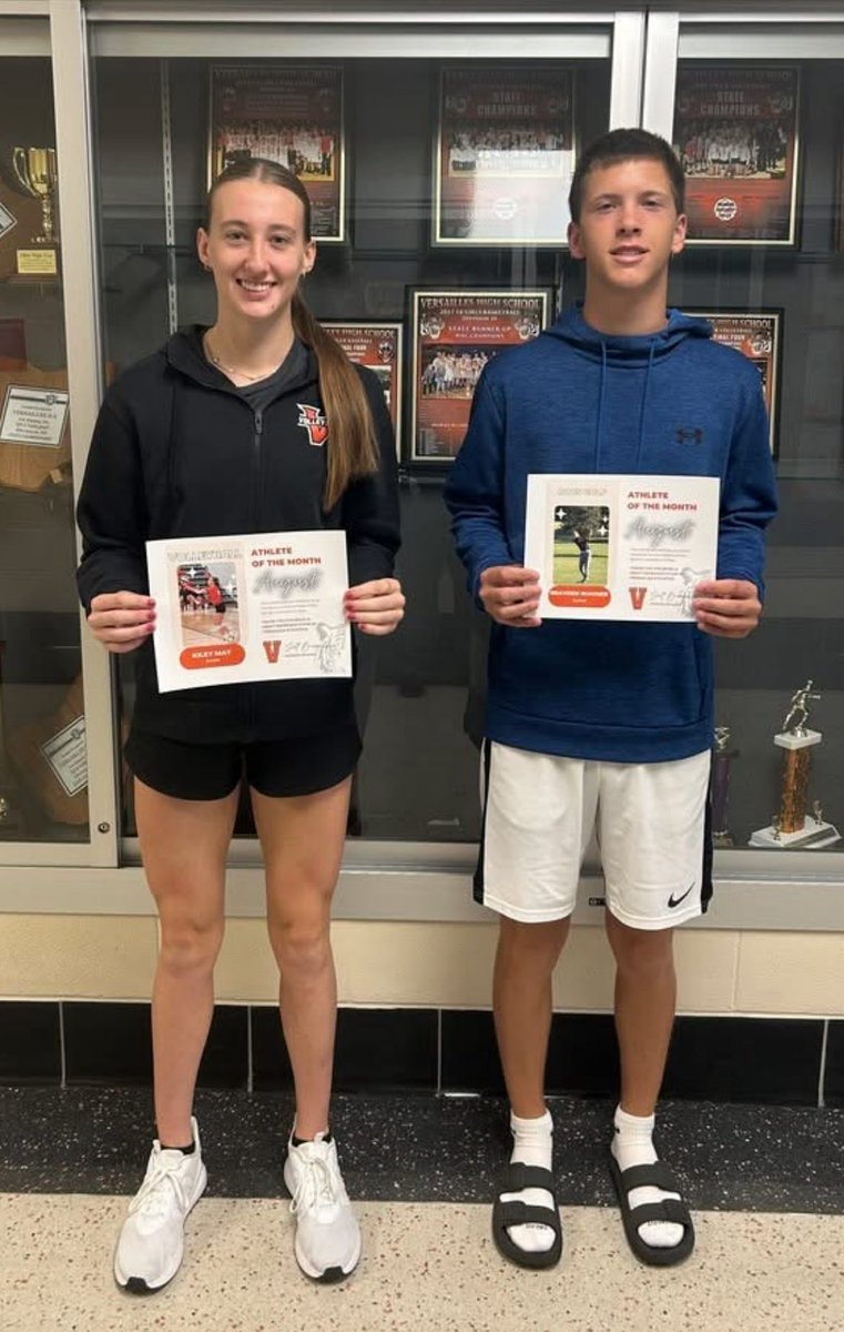 Congrats to our very own Brayden Wagner on earning August athlete of the Month!

Congrats also to Kiley May(Volleyball)

Thanks to Poultry Days for supporting our athletic department, which makes events like this possible. Both will be honored at the May luncheon!