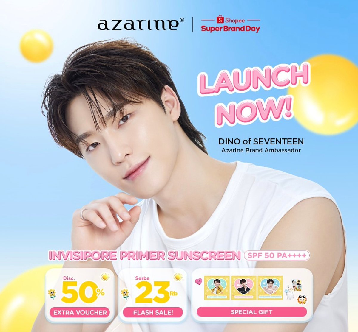 Dino Seventeen fresh banget 💛 Dino sekarang jadi Brand Ambassador Azarine, proud CARATs! #DINOwithAzarine #AzarineXDino #azarinecosmetic #azarinecosmetics

LANGSUNG AMANKAN DI SHOPEE! shopee.co.id/product/800365…