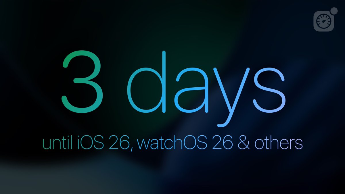 iOS 26, iPadOS 26, watchOS 26, and more updates will be released in approximately 3 days.

#AppleEvent