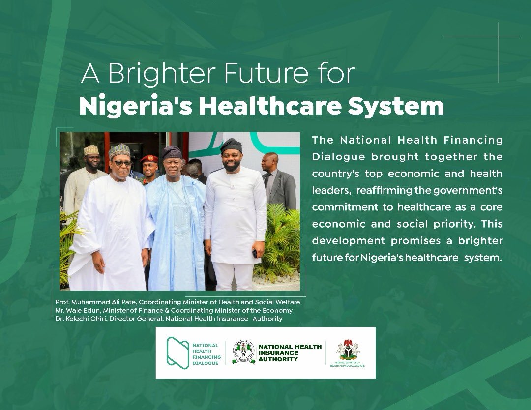 NHIA NIGERIA (@nhia_nigeria) on Twitter photo Nigeria’s top economic and health leaders at the National Health Financing Dialogue reaffirm the Government’s resolve to place healthcare at the heart of the nation’s economic and social agenda.
<a href="/muhammadpate/">Muhammad Ali Pate</a> <a href="/k_ohiri/">Kelechi Ohiri</a> Nigeria’s top economic and health leaders at the National Health Financing Dialogue reaffirm the Government’s resolve to place healthcare at the heart of the nation’s economic and social agenda.
<a href="/muhammadpate/">Muhammad Ali Pate</a> <a href="/k_ohiri/">Kelechi Ohiri</a>