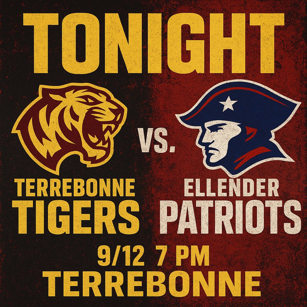 KSM back in the atmosphere!! FRIDAY NIGHT LIGHTS!!
<a href="/Recruit_Tbonne/">Terrebonne Football</a> vs #Ellender...7PM Kickoff at Terrebonne High in Tom B. Smith Stadium! #StrikeTheIron⚒️
